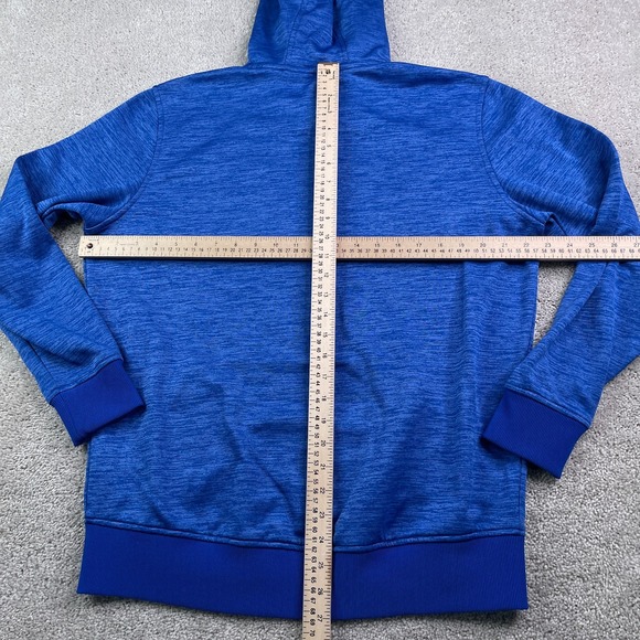 Under Armour Hoodie Mens Medium Blue Heathered Fleece Cold Gear Sweatshirt - Picture 9 of 12
